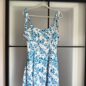 Floral Blue and White Dress